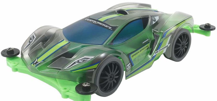 Bright green model car kit.
