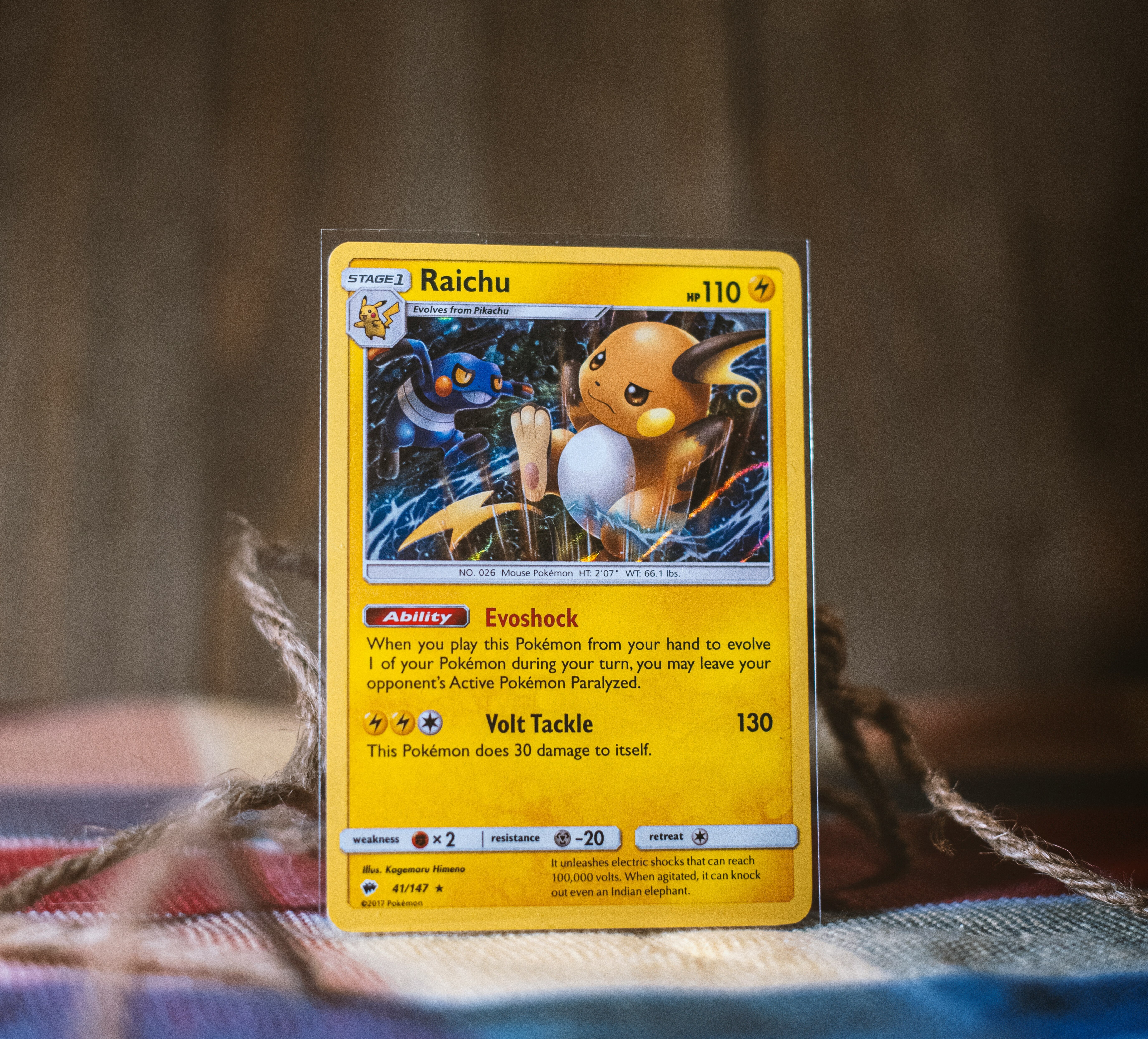 Picture of a Pokémon card featuring Raichu