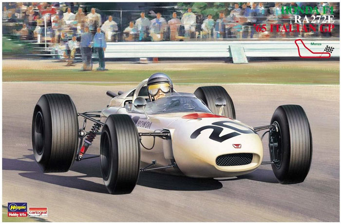 Vintage, silver bullet-style race car model car kit.